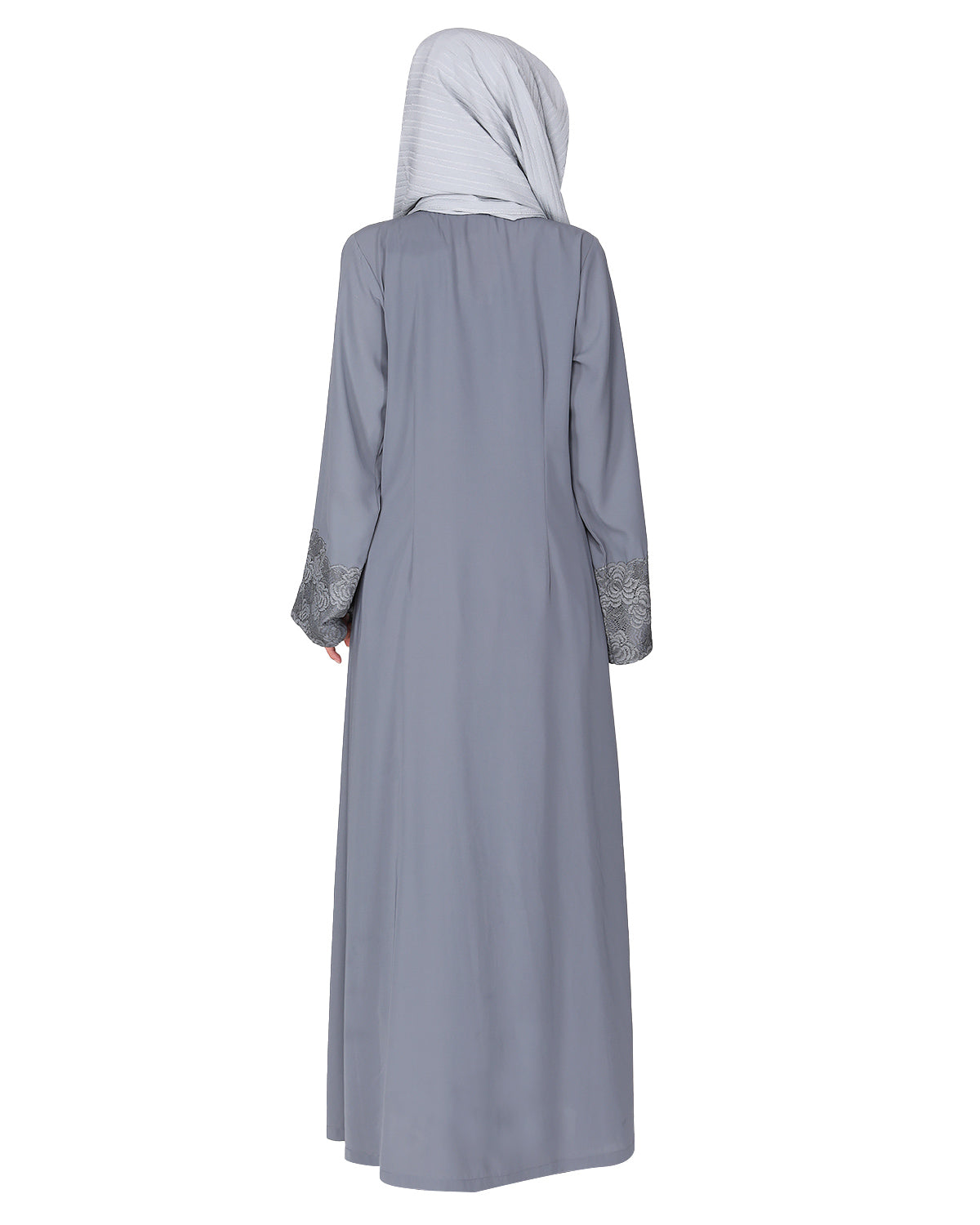 Eloquent Wide-laced Front Open Abaya