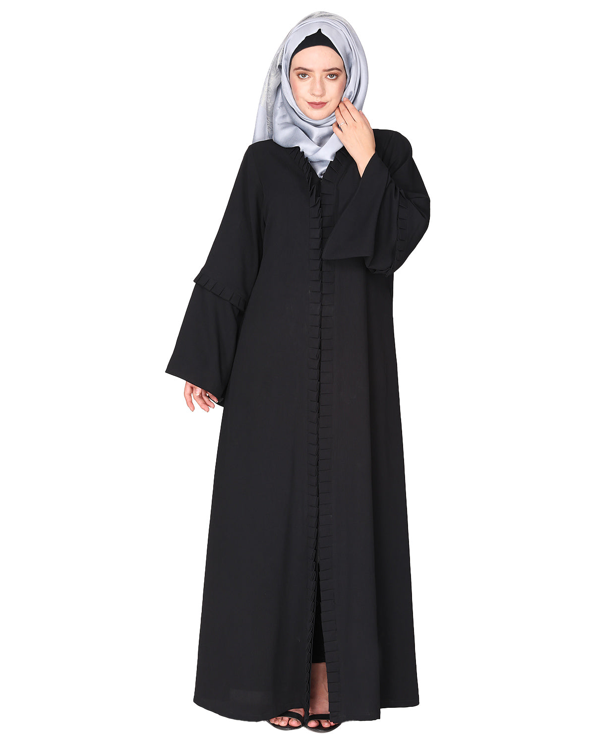 Modish Box Pleated Abaya Bell Sleeves