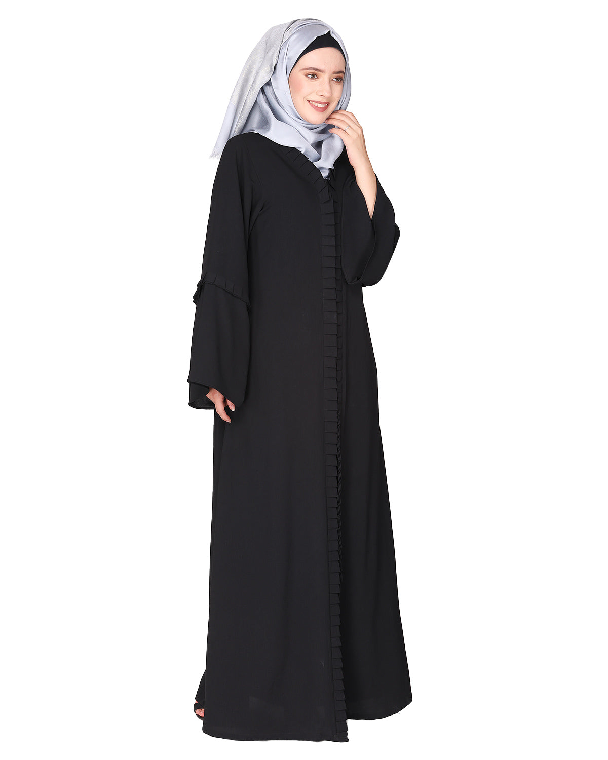 Modish Box Pleated Abaya Bell Sleeves