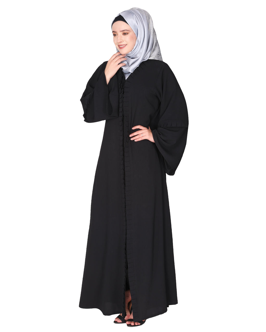 Modish Box Pleated Abaya Bell Sleeves
