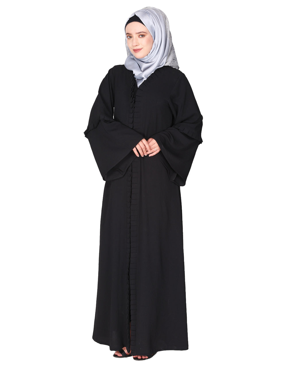 Modish Box Pleated Abaya Bell Sleeves