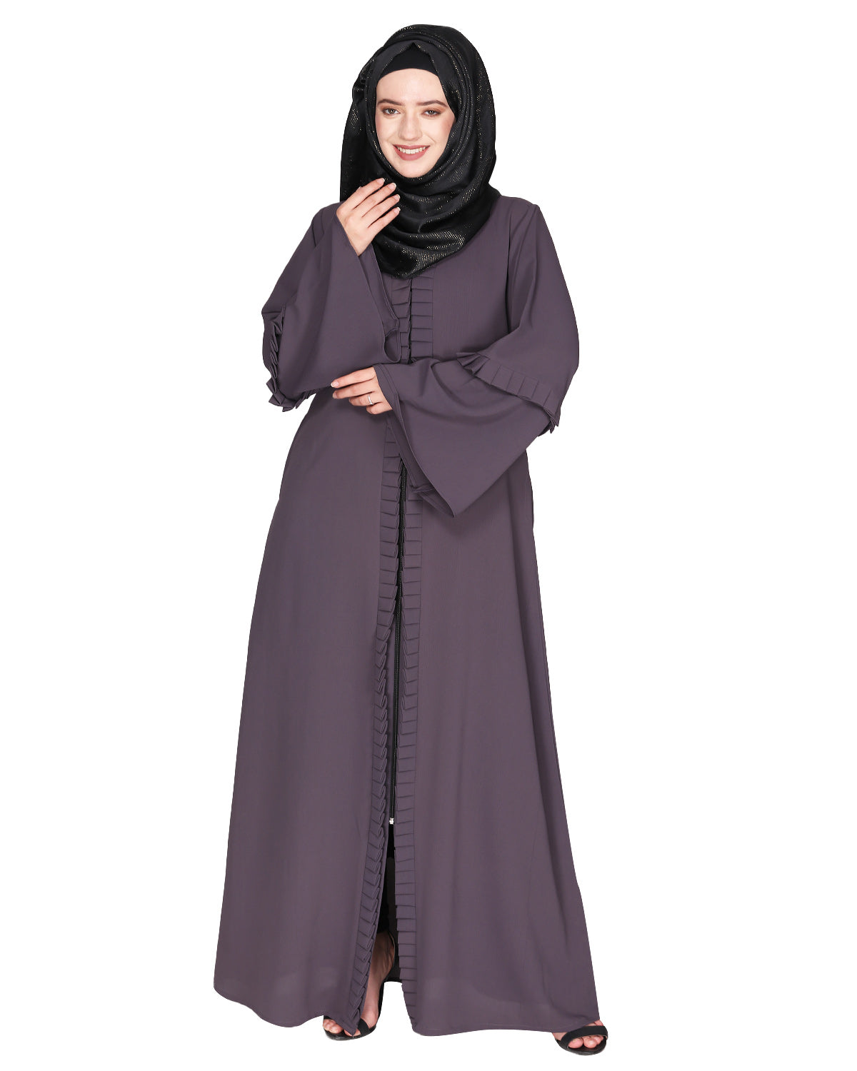 Modish Box Pleated Abaya Bell Sleeves
