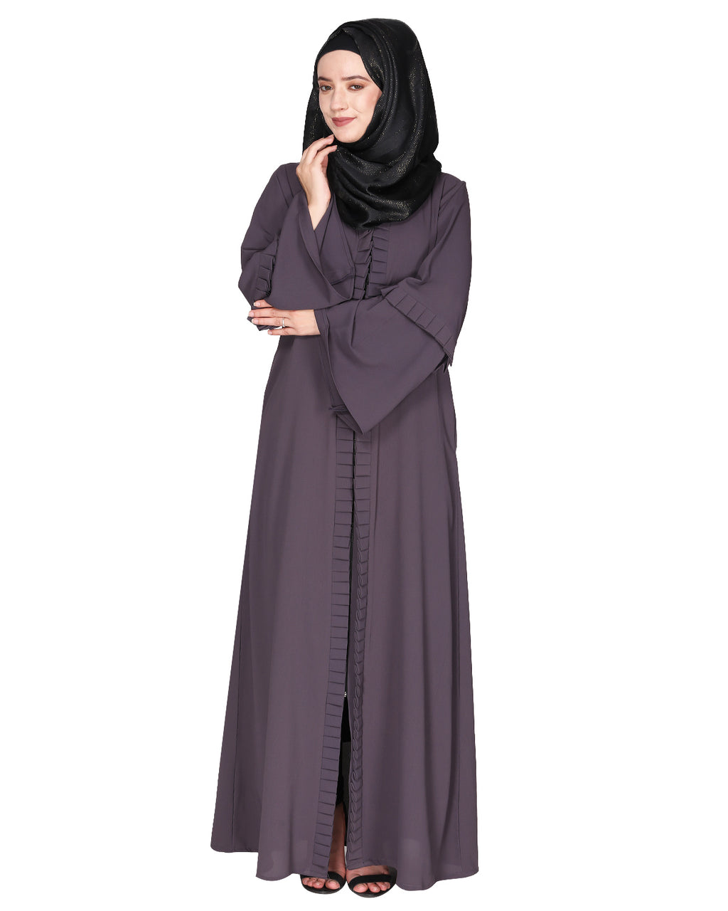 Modish Box Pleated Abaya Bell Sleeves