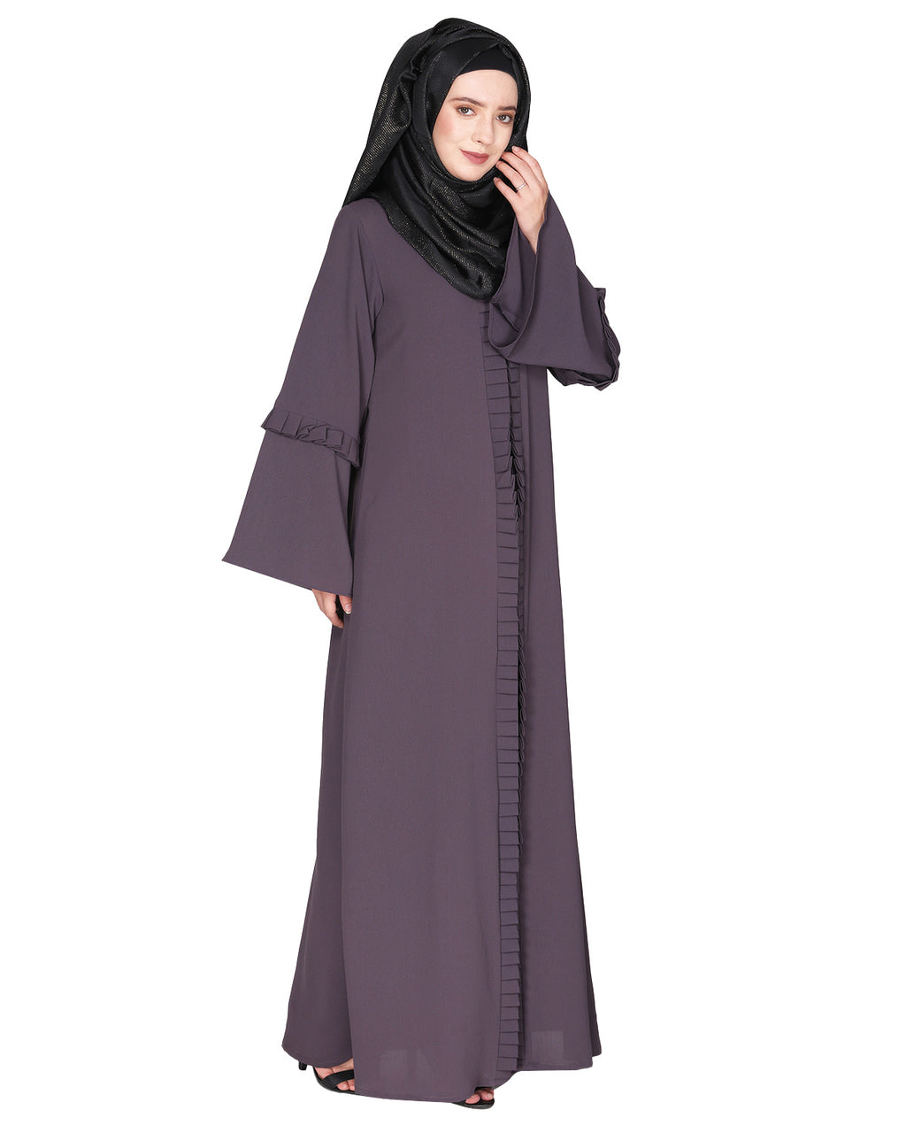 Modish Box Pleated Abaya Bell Sleeves