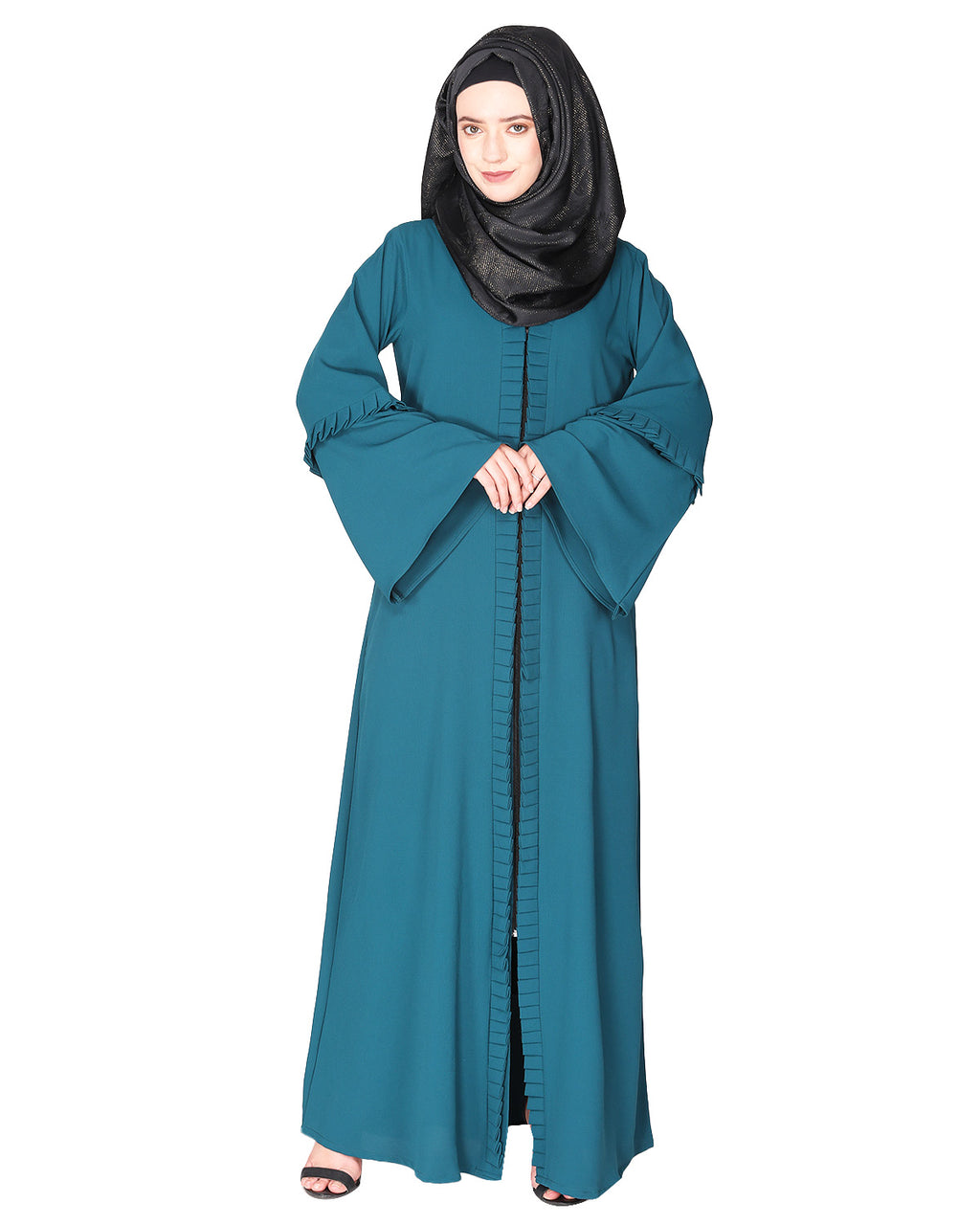 Modish Box Pleated Abaya Bell Sleeves