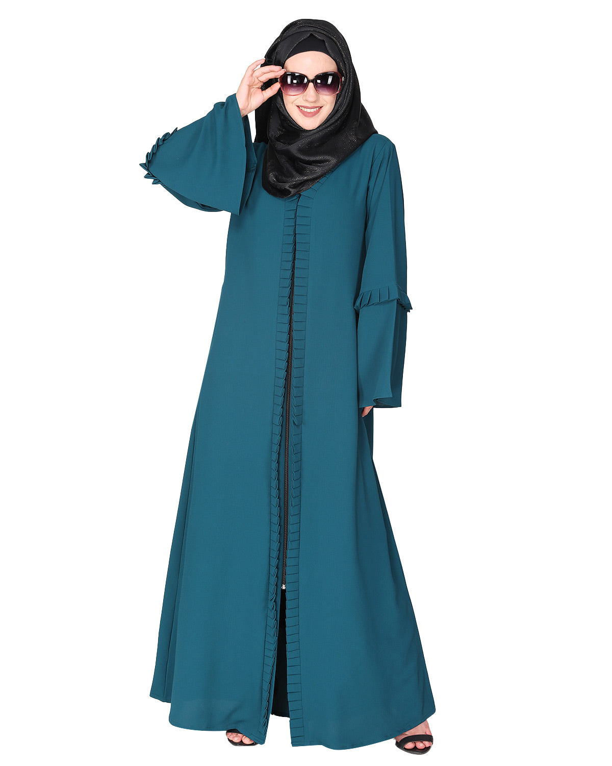 Modish Box Pleated Abaya Bell Sleeves