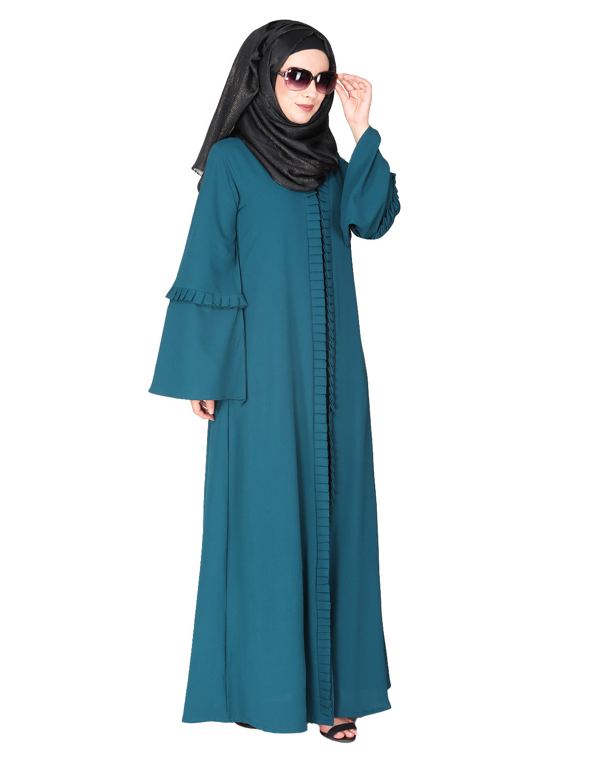Modish Box Pleated Abaya Bell Sleeves