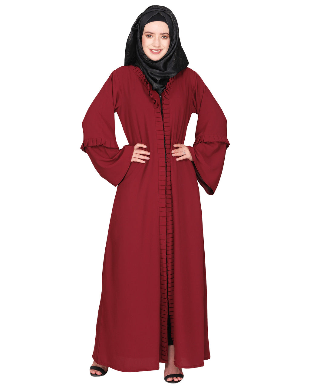 Modish Box Pleated Abaya Bell Sleeves