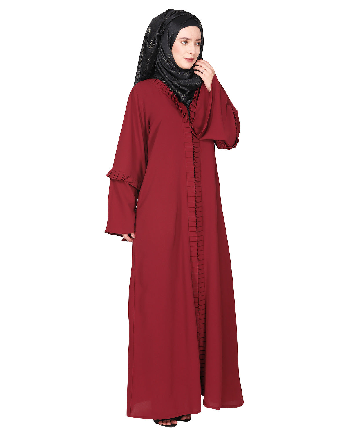 Modish Box Pleated Abaya Bell Sleeves
