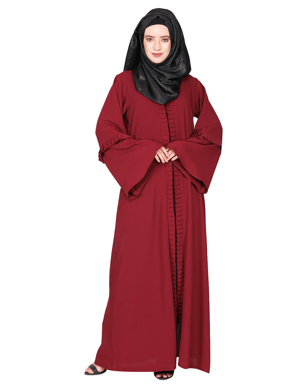 Modish Box Pleated Abaya Bell Sleeves