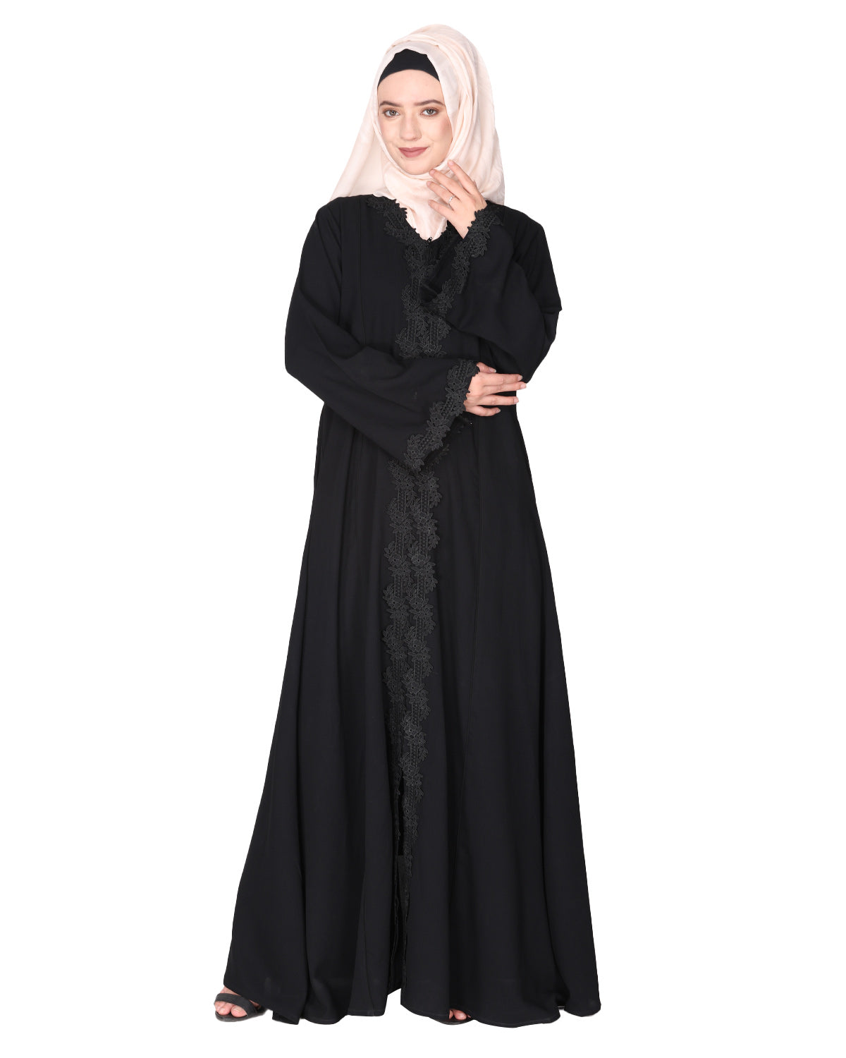 Sleek Flamboyant Laced Abaya