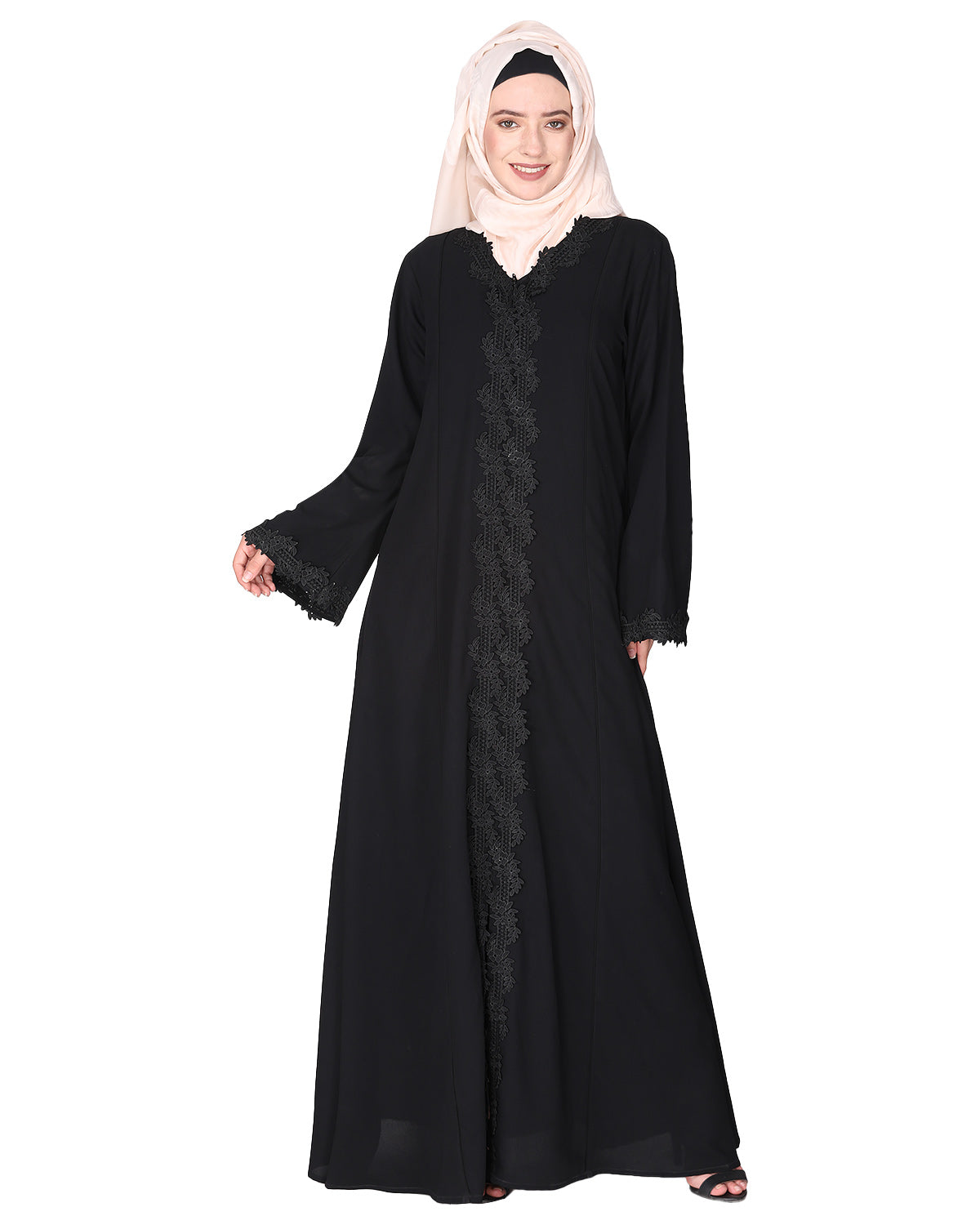 Sleek Flamboyant Laced Abaya