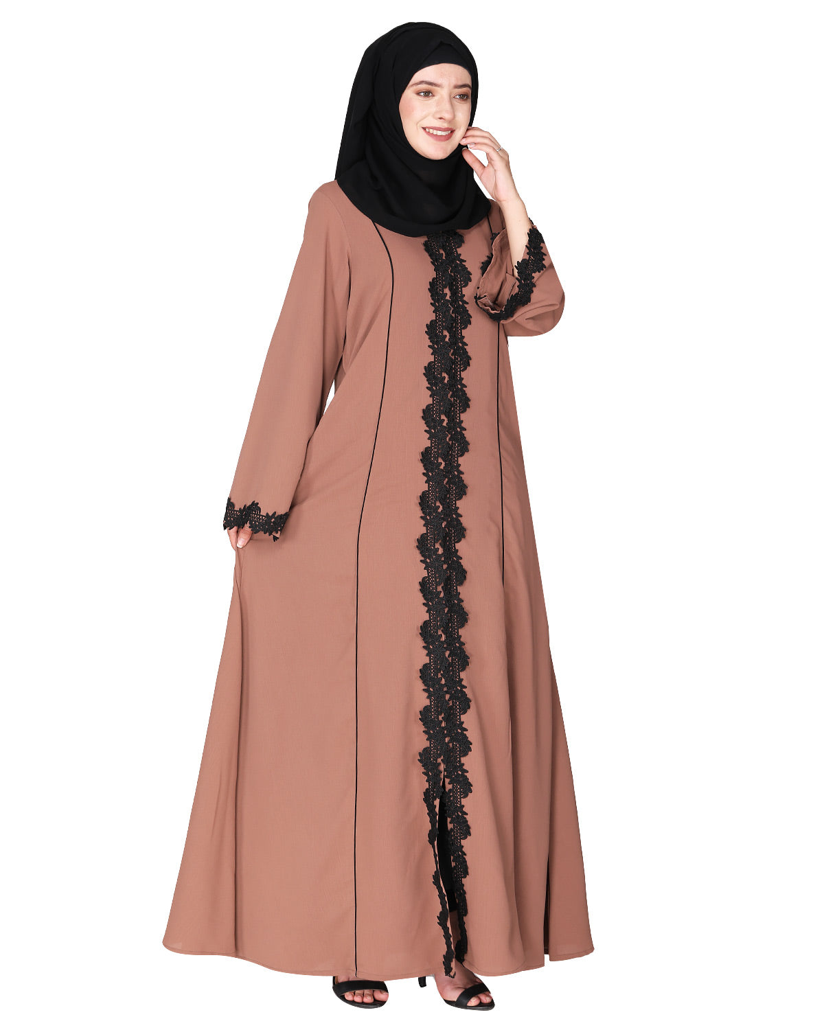 Sleek Flamboyant Laced Abaya