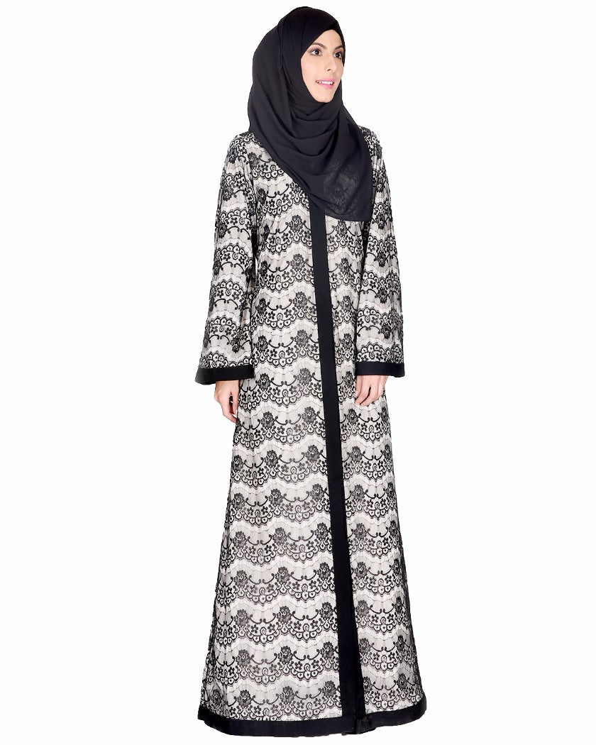Double Layer Laced Abaya