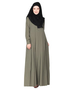 An Umbrella Style Pleated Abaya With Pinstriped Yolk