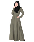 An Umbrella Style Pleated Abaya With Pinstriped Yolk