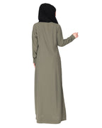 An Umbrella Style Pleated Abaya With Pinstriped Yolk