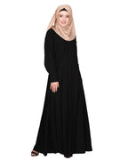An Umbrella Style Pleated Abaya With Pinstriped Yolk