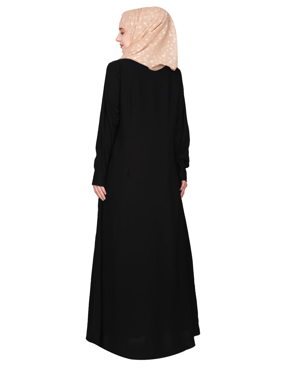 An Umbrella Style Pleated Abaya With Pinstriped Yolk