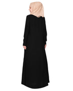 An Umbrella Style Pleated Abaya With Pinstriped Yolk