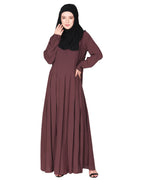An Umbrella Style Pleated Abaya With Pinstriped Yolk