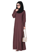 An Umbrella Style Pleated Abaya With Pinstriped Yolk