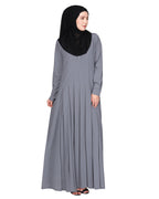 An Umbrella Style Pleated Abaya With Pinstriped Yolk