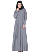 An Umbrella Style Pleated Abaya With Pinstriped Yolk