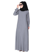 An Umbrella Style Pleated Abaya With Pinstriped Yolk