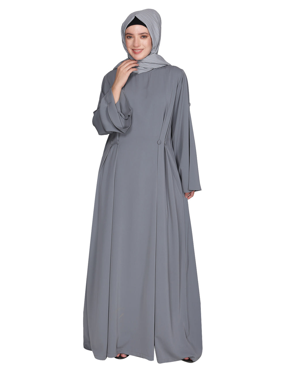 Side Buttoned Functional Abaya