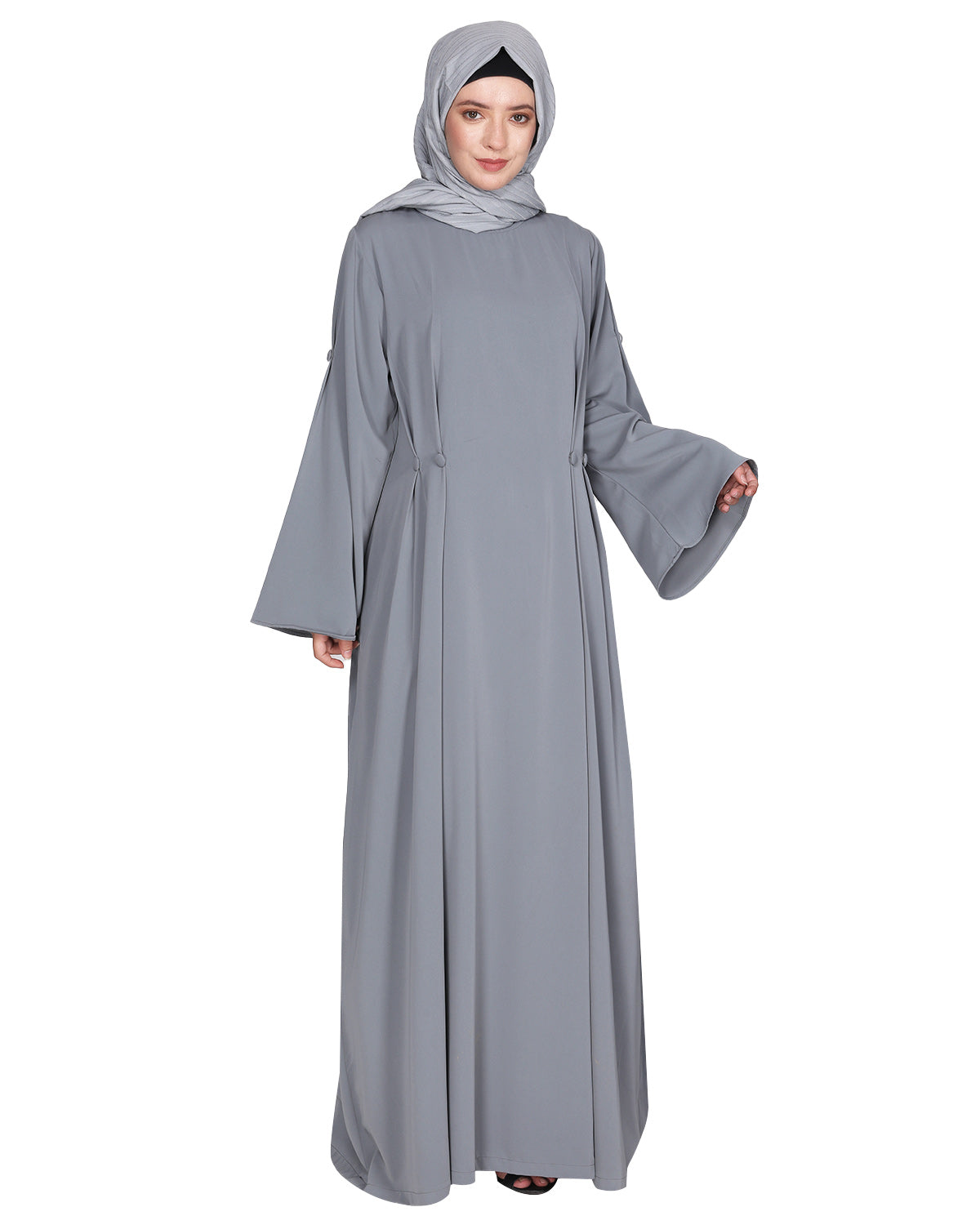 Side Buttoned Functional Abaya