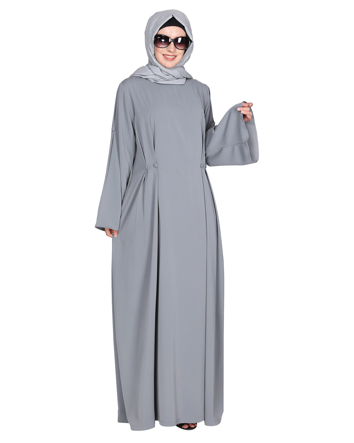 Side Buttoned Functional Abaya