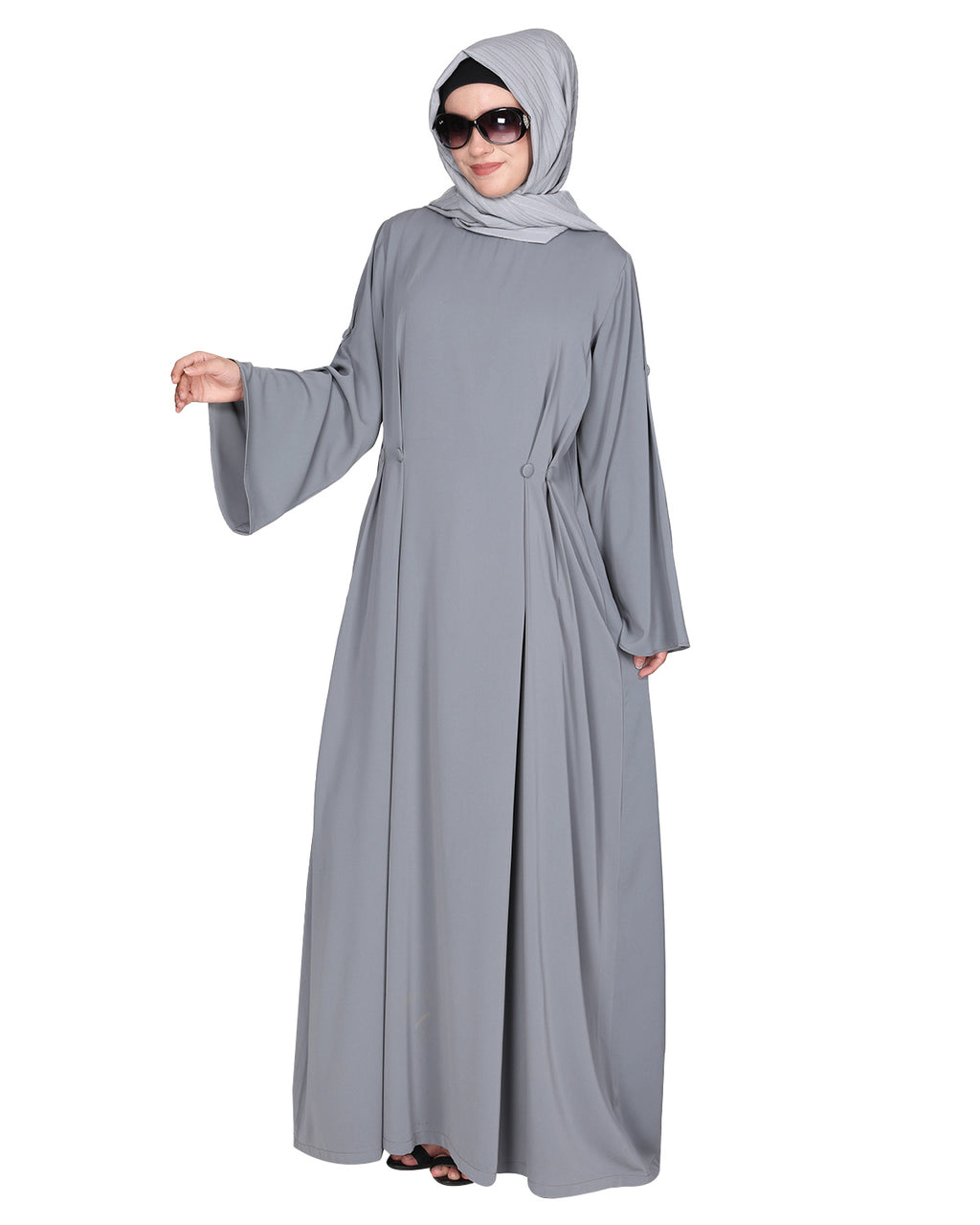 Side Buttoned Functional Abaya