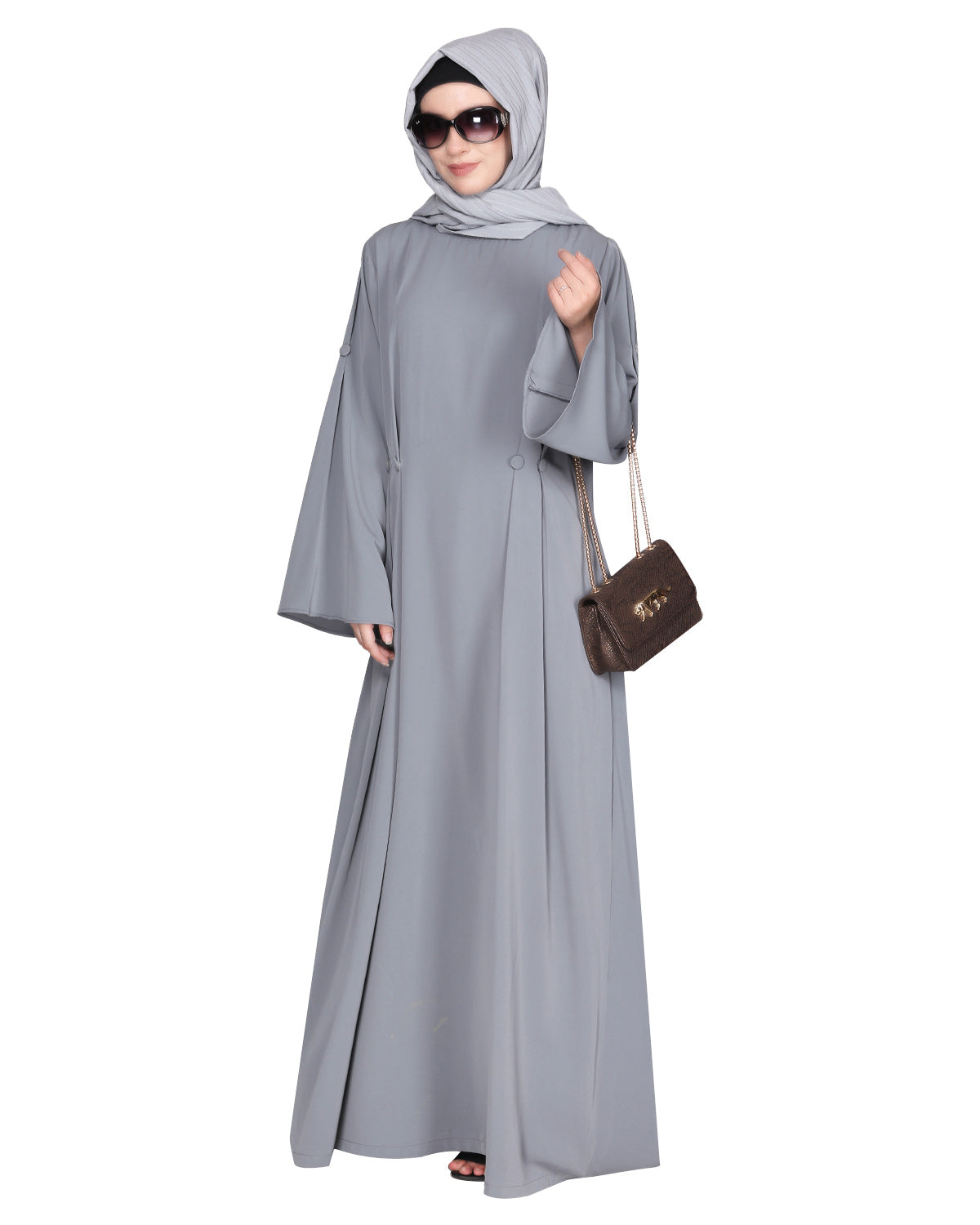 Side Buttoned Functional Abaya
