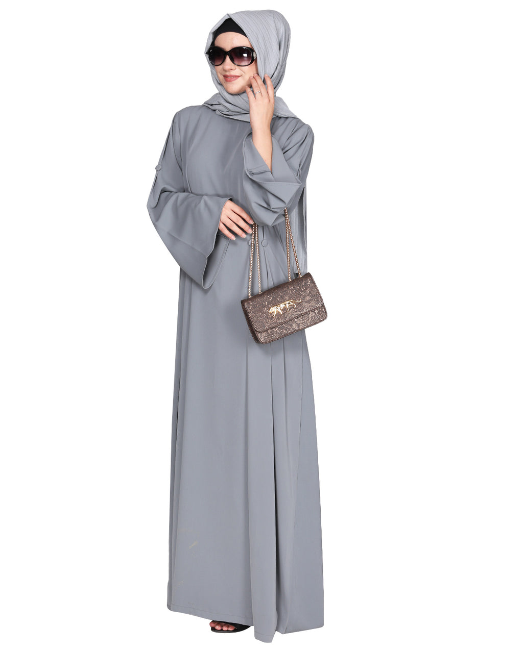 Side Buttoned Functional Abaya