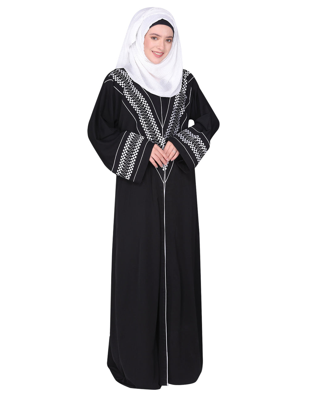 Magnificent Arabian Motif Front Open Embroidered Abaya