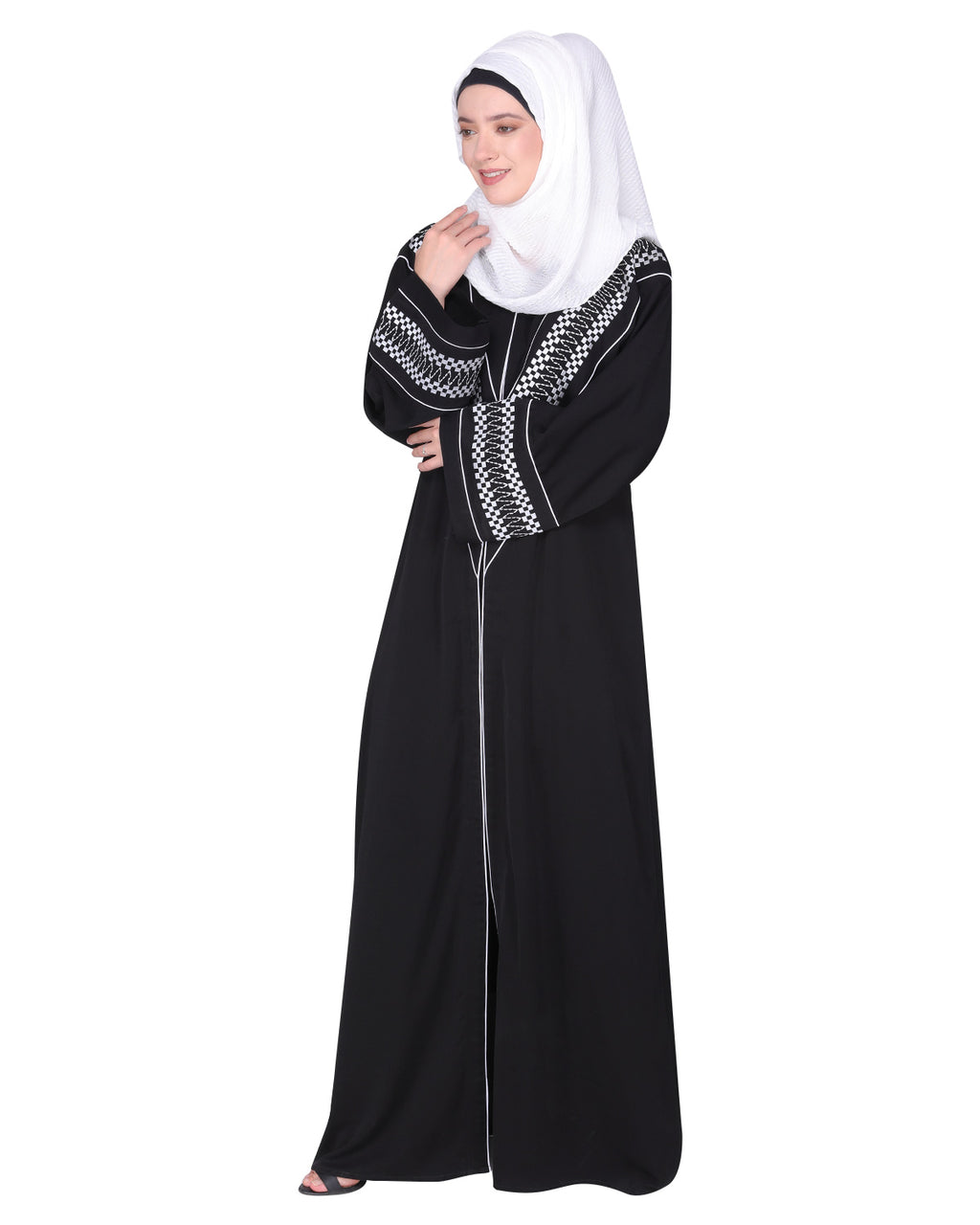 Magnificent Arabian Motif Front Open Embroidered Abaya