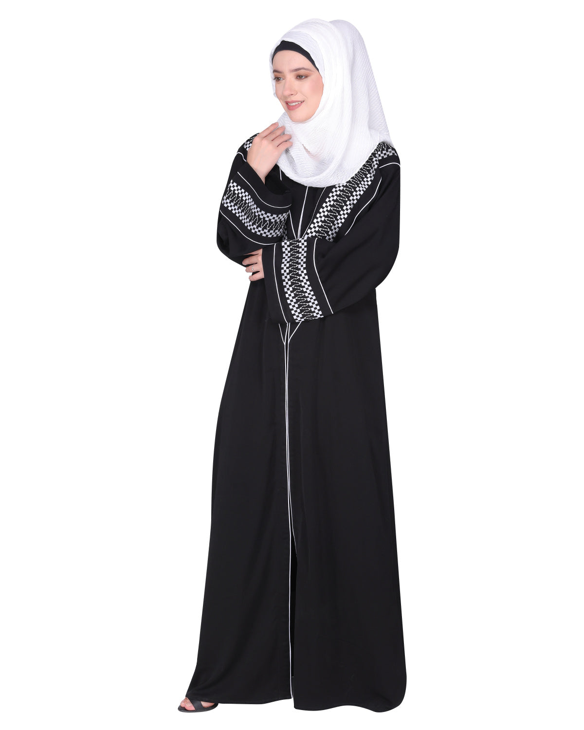 Magnificent Arabian Motif Front Open Embroidered Abaya