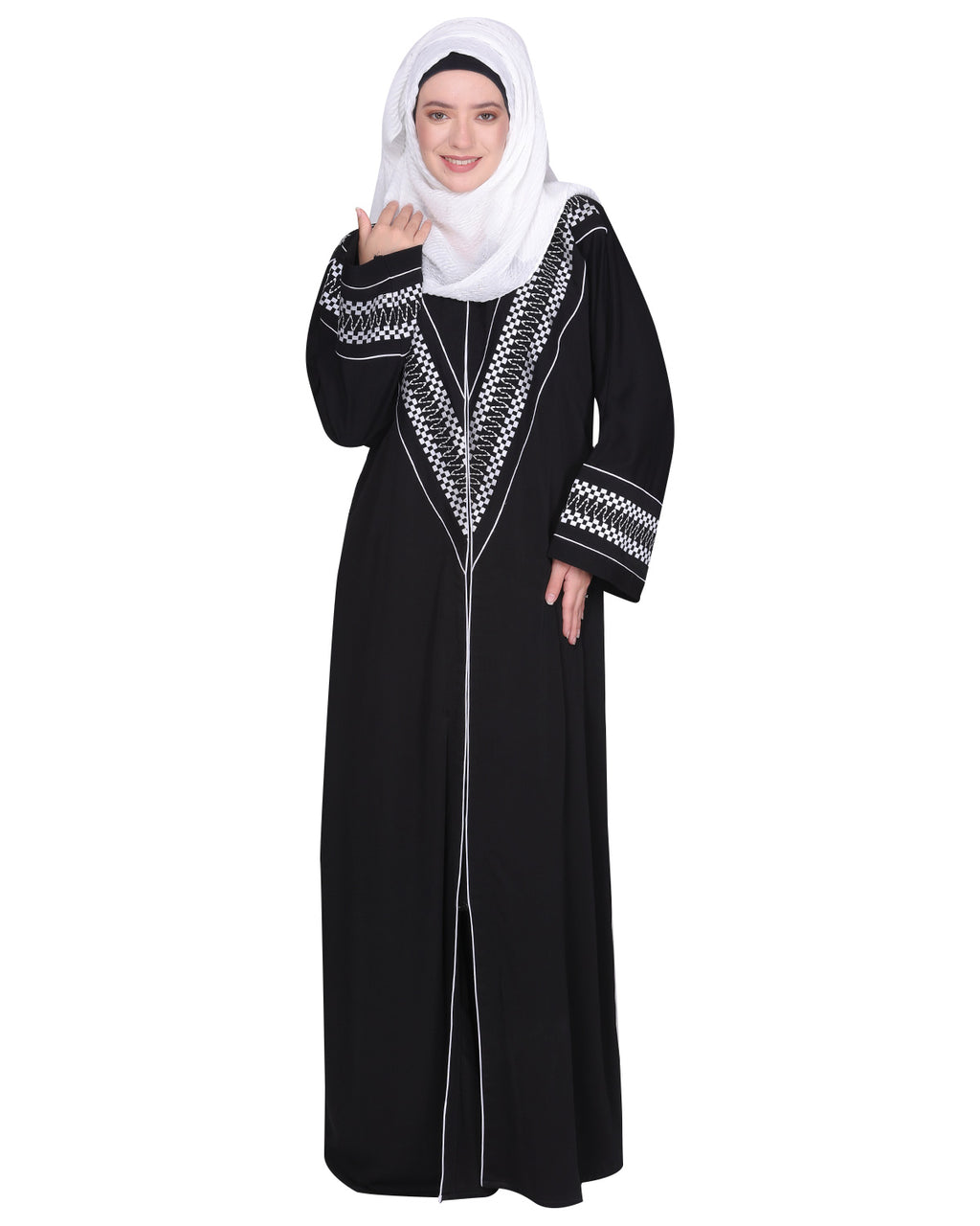 Magnificent Arabian Motif Front Open Embroidered Abaya