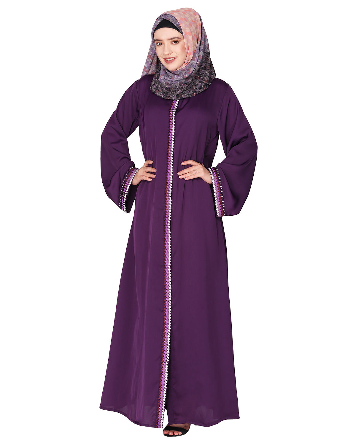Pleasing Abaya with  Checkered Embroidery