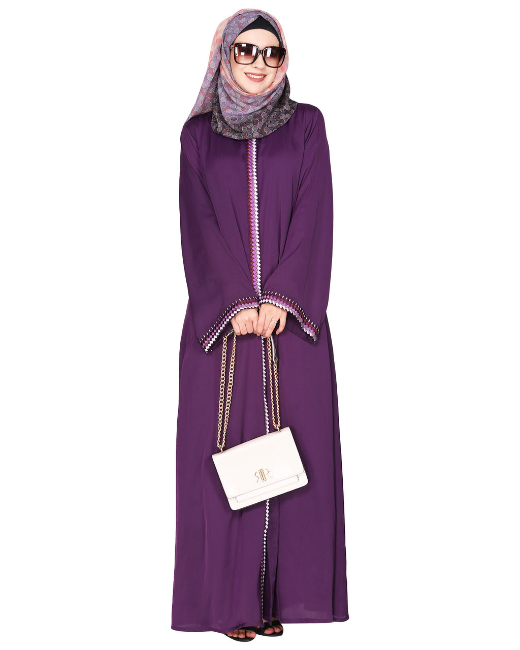 Pleasing Abaya with  Checkered Embroidery
