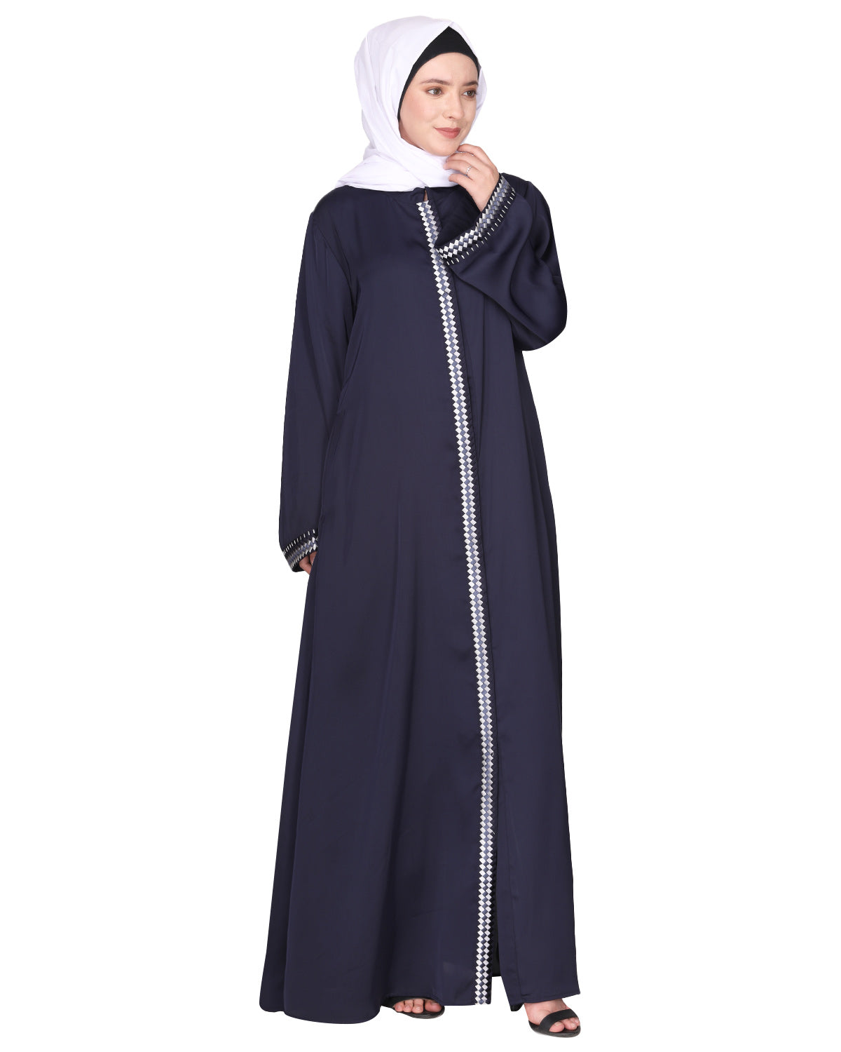 Pleasing Abaya with  Checkered Embroidery