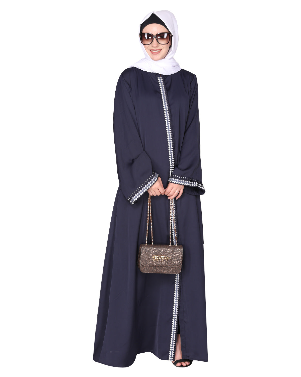 Pleasing Abaya with  Checkered Embroidery