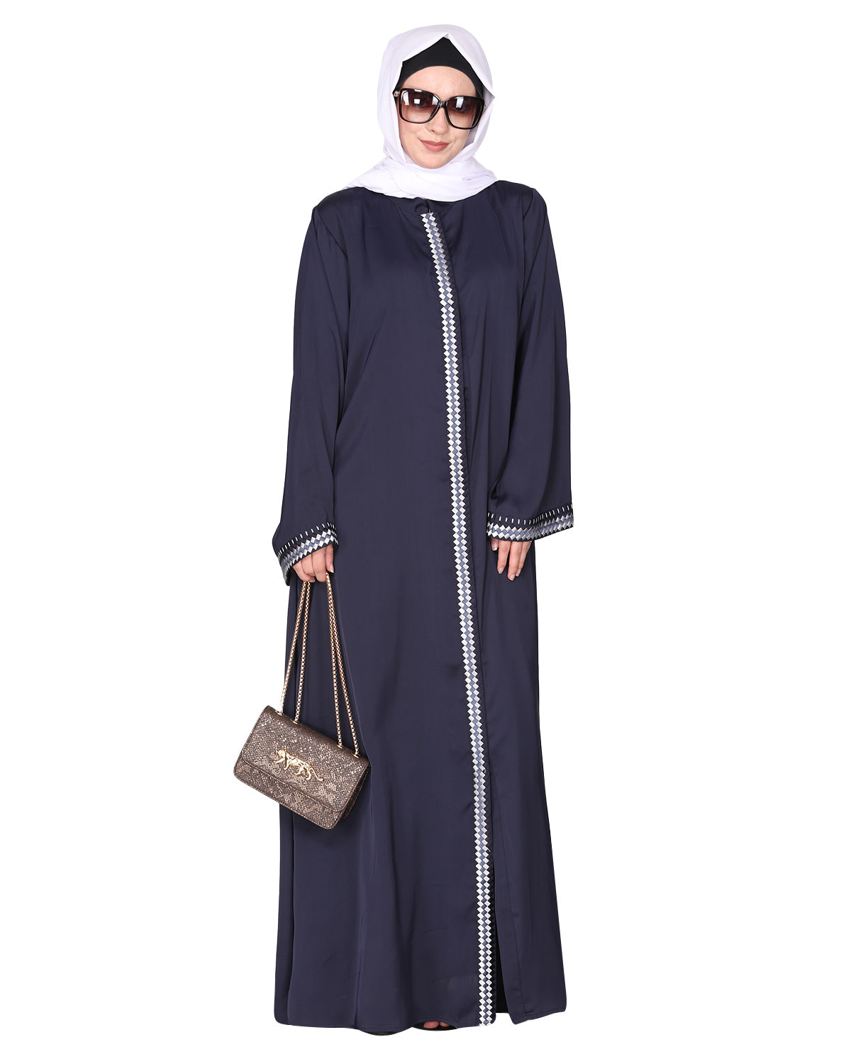 Pleasing Abaya with  Checkered Embroidery
