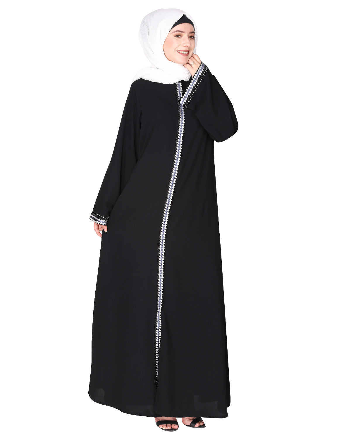 Pleasing Abaya with  Checkered Embroidery