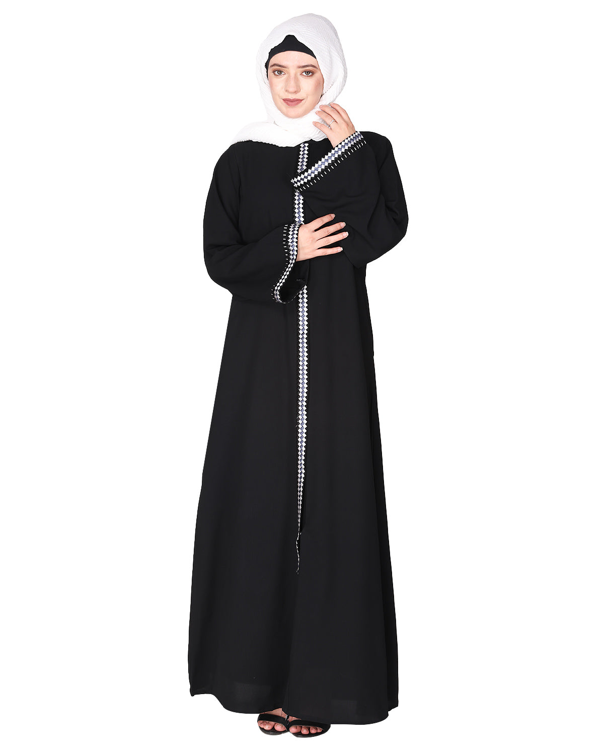 Pleasing Abaya with  Checkered Embroidery