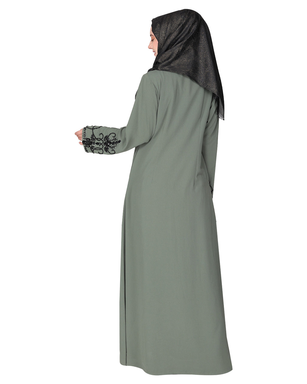 Rich Embroidered Abaya with Glittering Black Beads