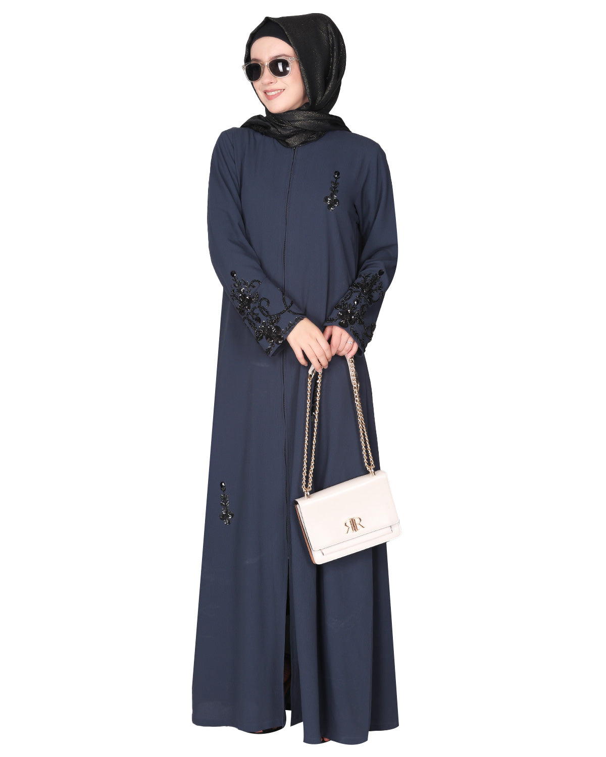 Rich Embroidered Abaya with Glittering Black Beads