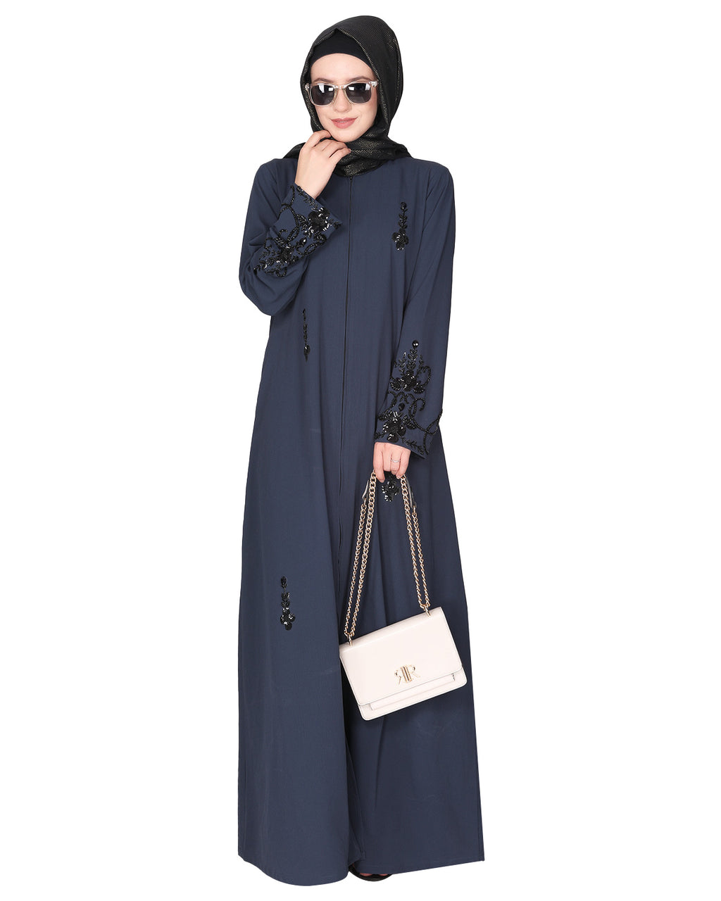 Rich Embroidered Abaya with Glittering Black Beads