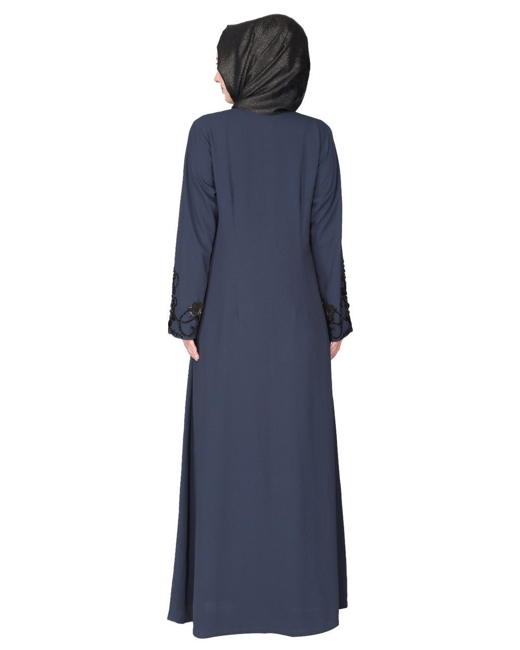 Rich Embroidered Abaya with Glittering Black Beads